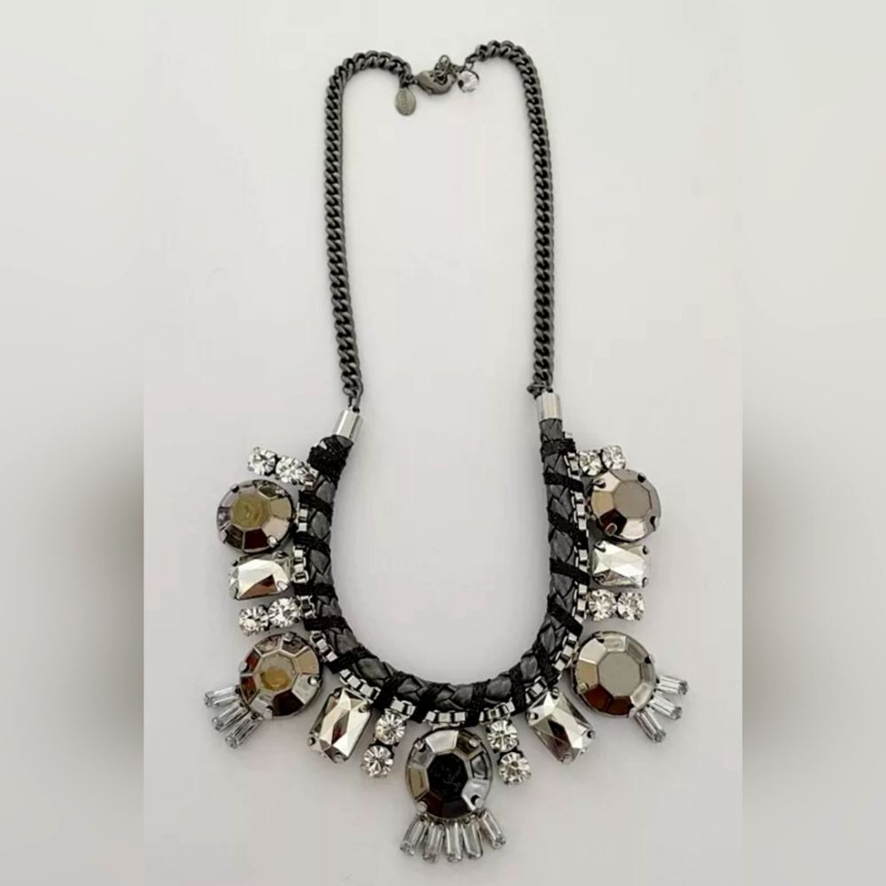 EXPRESS GUN TONE CUT CRYSTAL 17"-20" NECKLACE NWOT